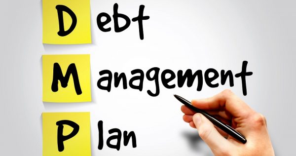 Debt Management Plan (DMP) sticky note, business concept